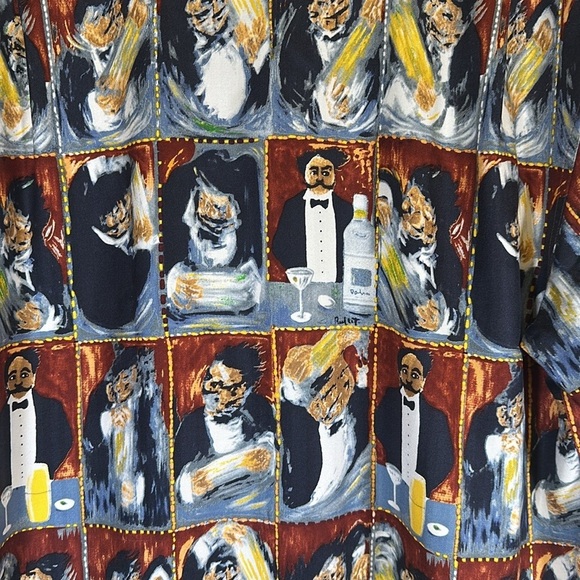 Guy Buffet Perfect Martini Silk Button Front Camp Shirt Men Medium Casual - Picture 7 of 8